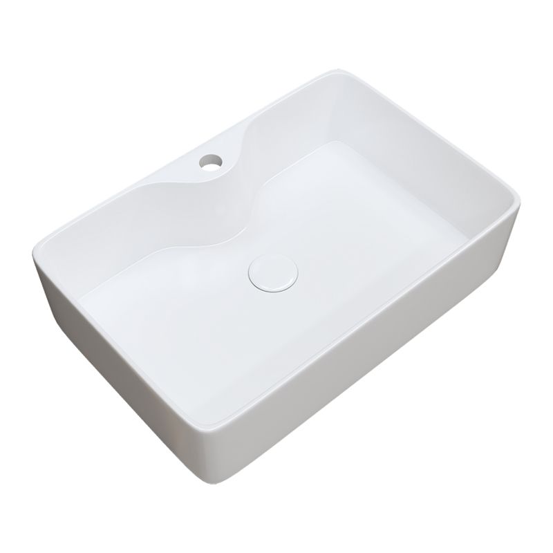 Fade Resistant Bath Sink White Rectangular Ceramic Faucet Vessel Bathroom Sink