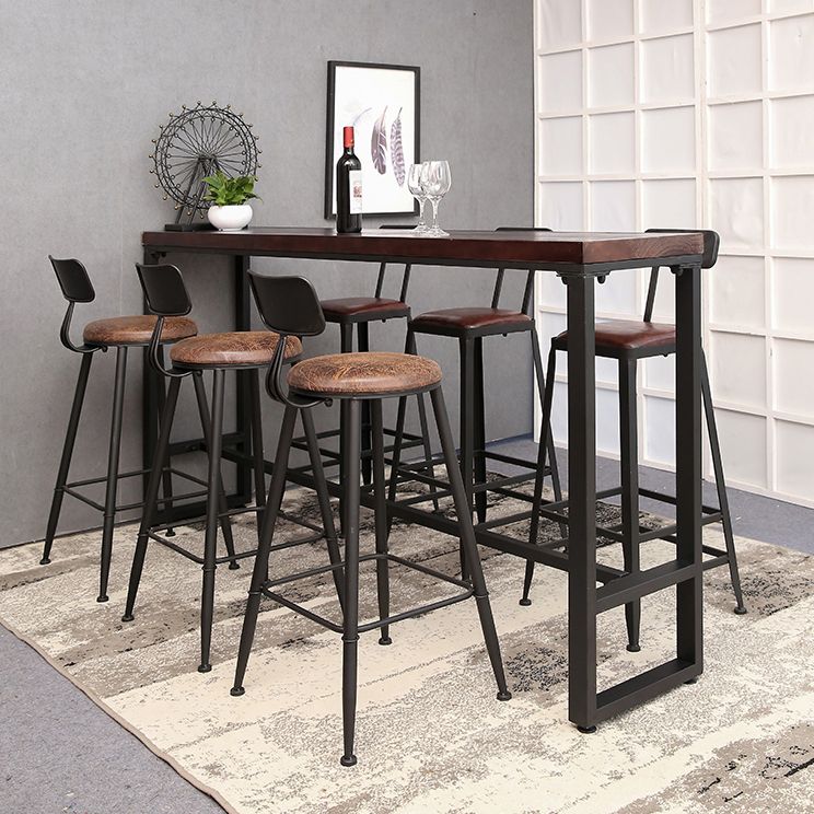 Industrial Rectangle Bar Table Set 1/2/4/7 Pieces Solid Wood Counter Table