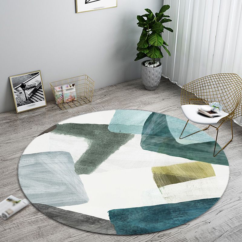 Colorblock Striped Pattern Rug Polyester Modernism Rug Washable Anti-Slip Pet Friendly Area Rug for Living Room