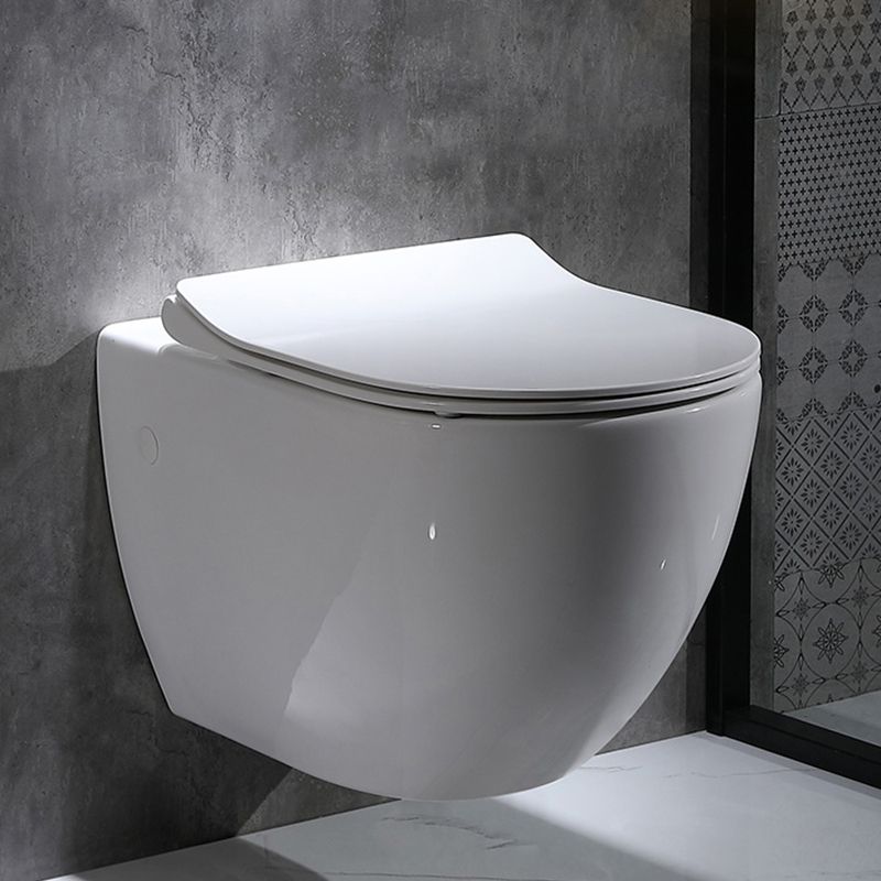Modern Wall Mounted Flush Toilet White Toilet Bowl with Seat for Washroom