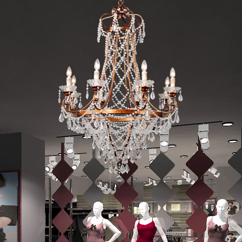 Bougie salon lustre lampe campagne cristal 8 lumières