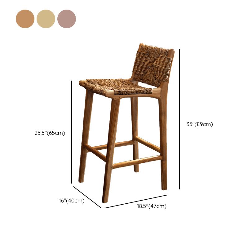Contemporary Armless Low Back Bar Stool with Solid Wood Base