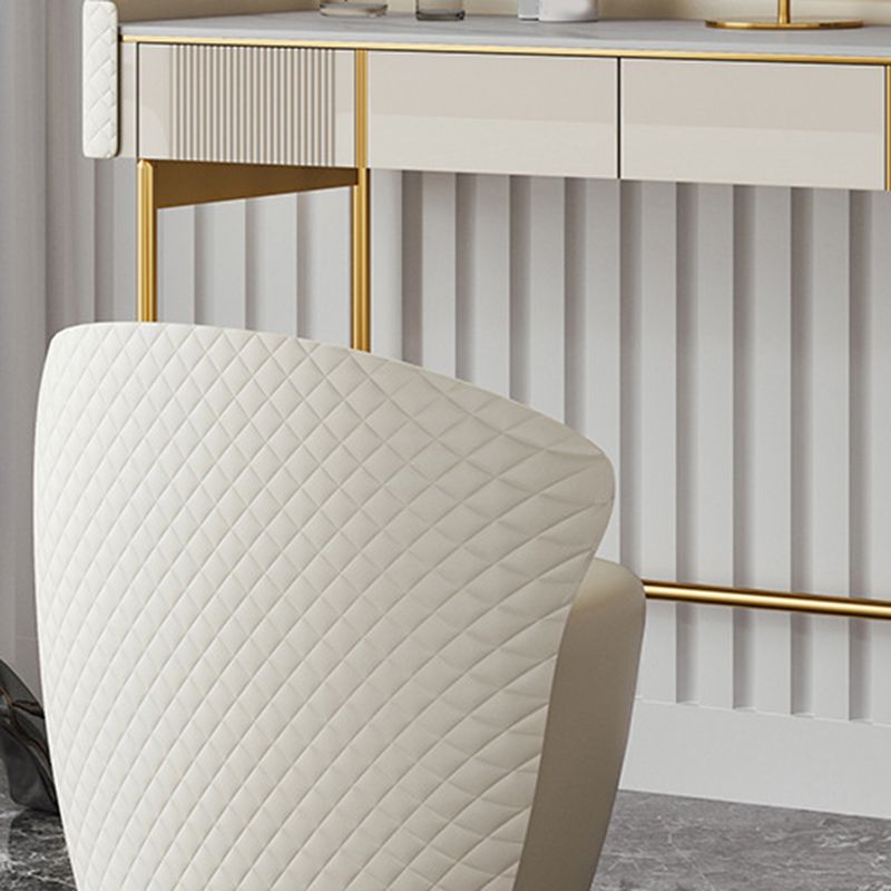 White Stone Makeup 14.96" Wide Counter Vanity Tables with 5 Storage Drawers