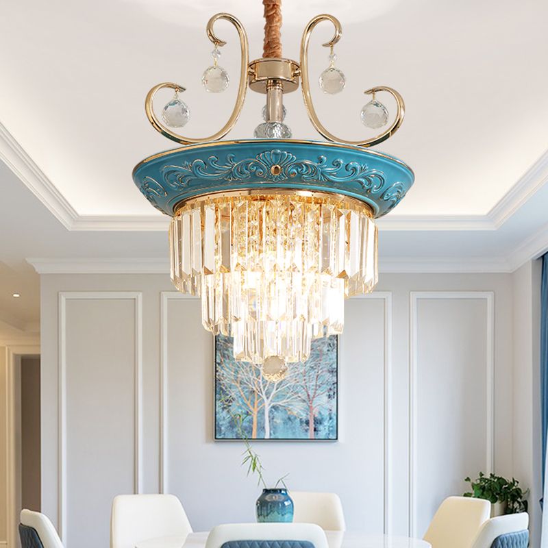3 niveles Tri-lado de la varilla de cristal Luz Estilo simple 3/5 Cabezas Blue Techo Luz de luz Fixture