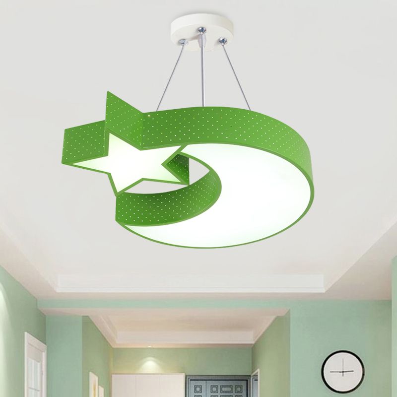 Lune et étoiles en acrylique Drop Pendant minimalisme Green / Blue / Jaune LEDILIER LED DE LED POUR CORRIDOR