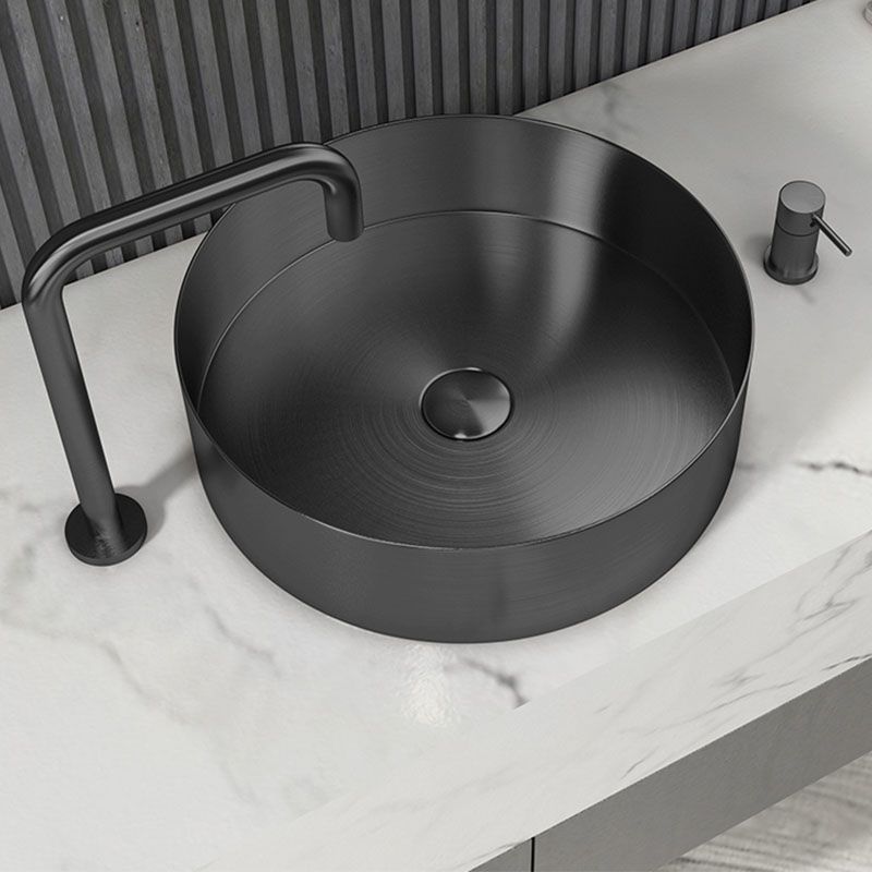 Metal Trough Sink Solid Color Bathroom Sink with Pop-Up Drain