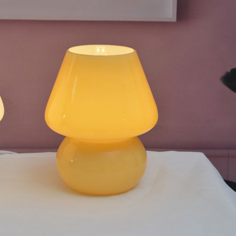 5.9" Wide Mushroom Shaped Mini Table Lamp Modern Style Glass Nightstand Light for Bedroom