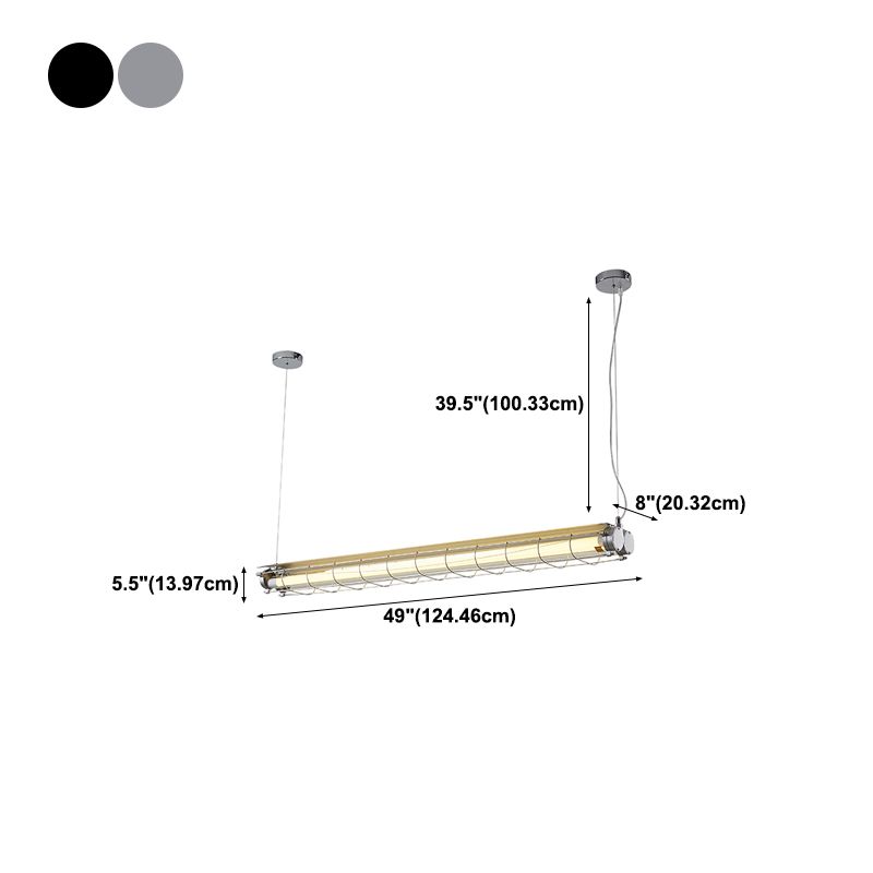 Industrial Style Iron Hanging Lamp Cylinder Shape Island Light for Dining Table