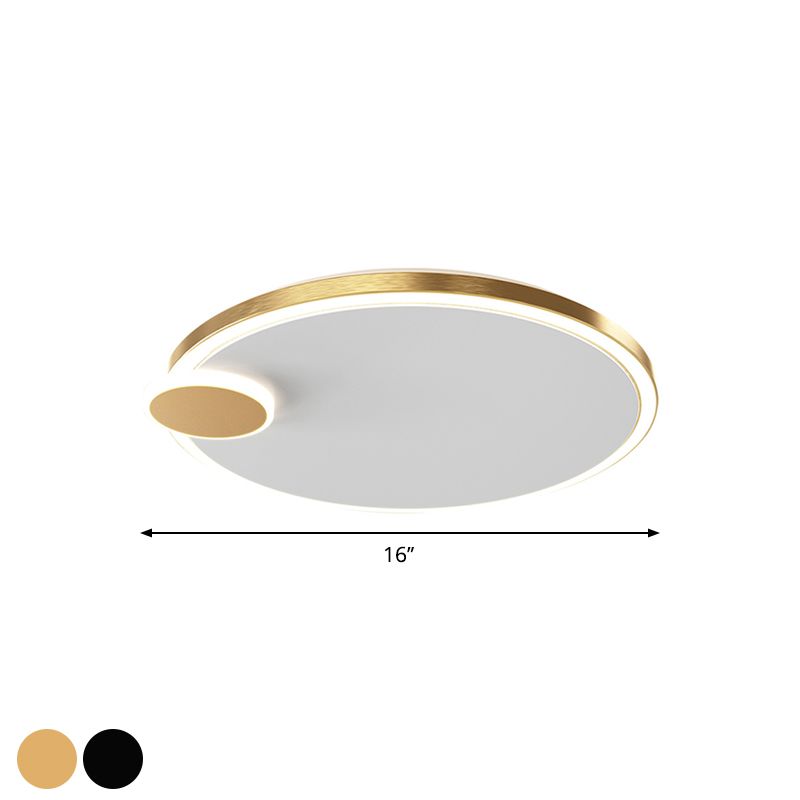 Schwarz/Gold Rund Flush Lamp einfache LED Metallic Flush Deckenleuchte in Warm/Weißes Licht, 16 "/19.5" Dia