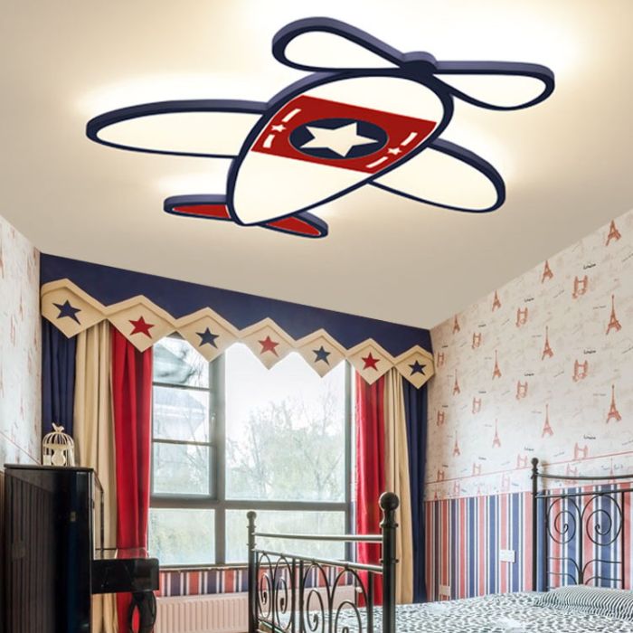 Airplane Metal Cartoon Flush Mount LED 1-Light Flush Light Fixture for Children Bedroom