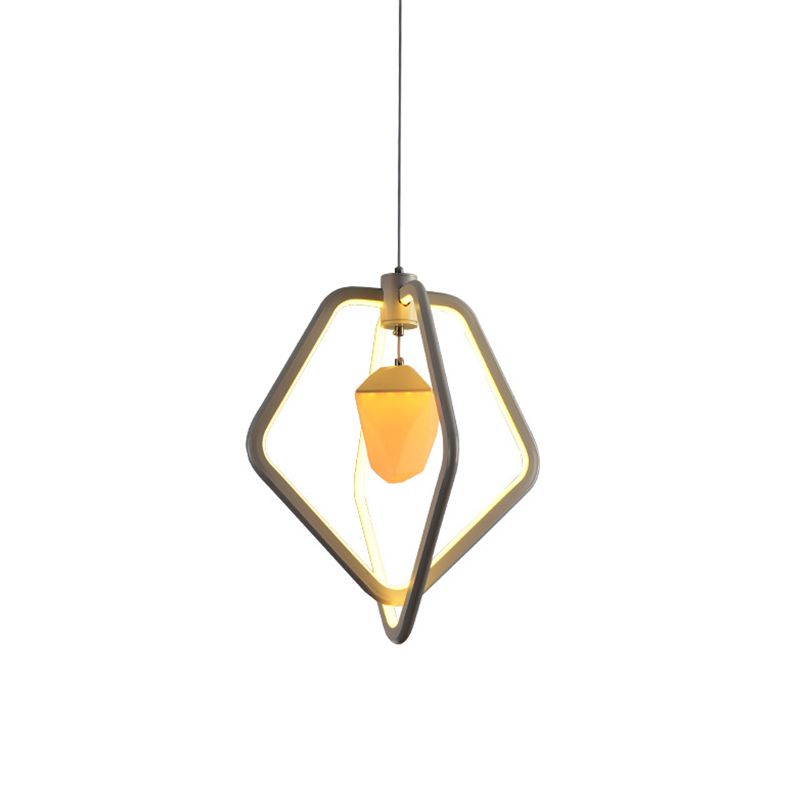 Double pentagone acrylique pendentif luminaire de suspension à LED moderne avec du pinone à l'intérieur