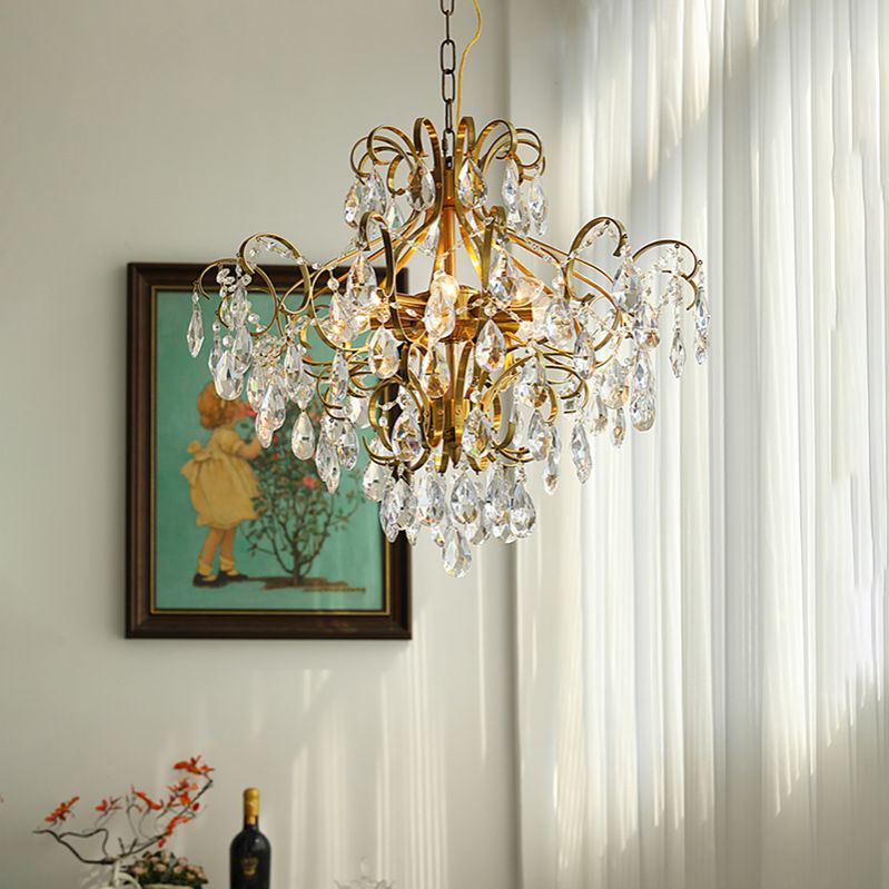 Lámparas colgantes de suspensión de múltiples lámparas de lámpara de lámpara de estilo americano para sala de estar para sala de estar