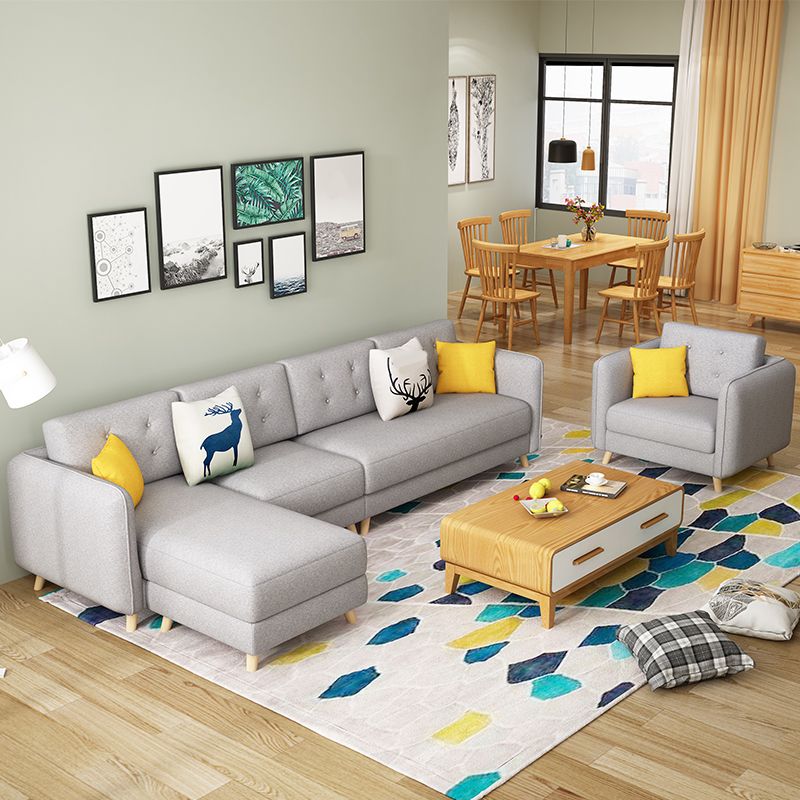 27.56" H Scandinavian Standard Square Arm Sofa With Loose Back, Brown