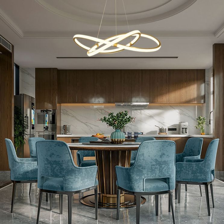 Kronleuchterleuchte Designer Moderner Einfachheit Metall Anhänger Beleuchtung für das Restaurant