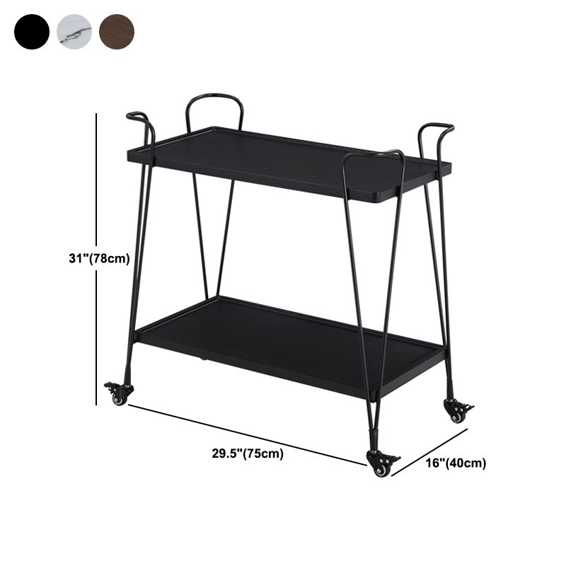 Modern Metal Prep Table Open Storage Rolling Prep Table for Dining Room