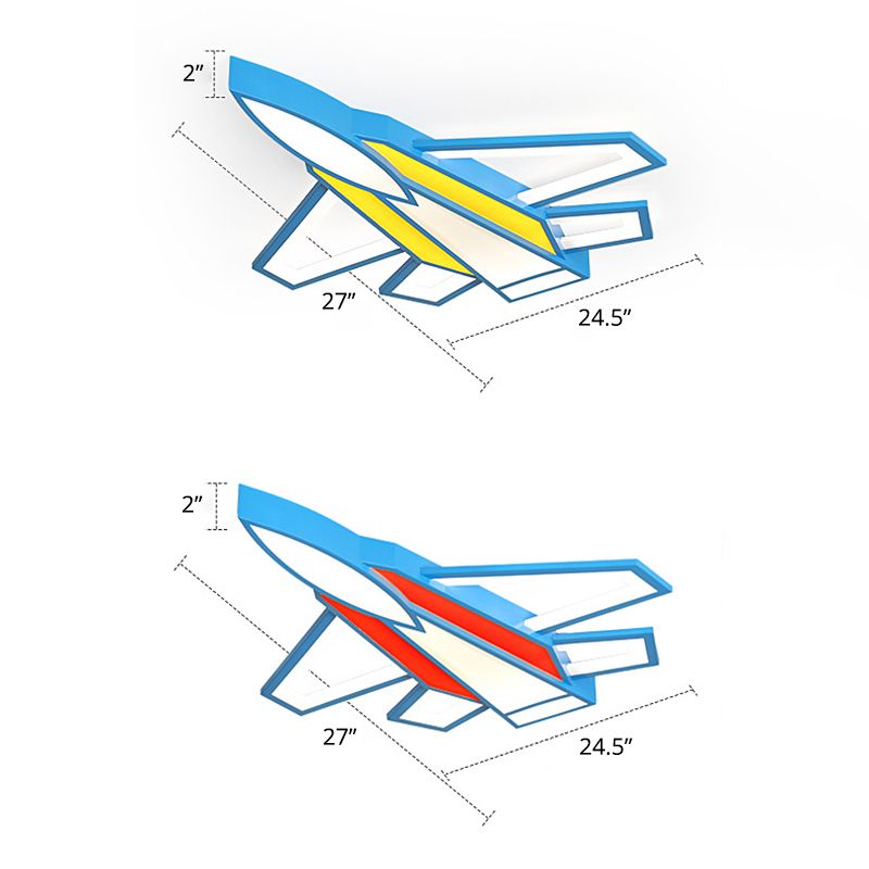 Cartoon Plane LED Flush Mount Fixture Metal Childrens Room Flush Mount Ceiling Light