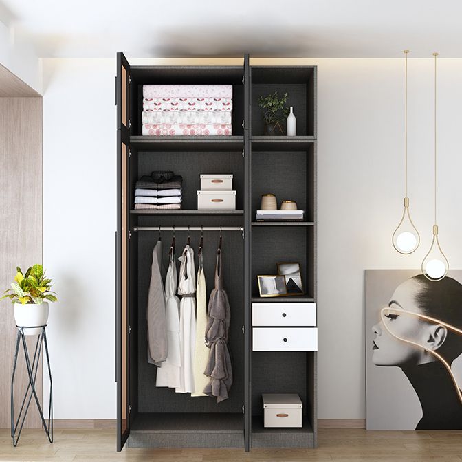 Contemporary Glass Wardrobe Soft Close Door Wardrobe Closet for Bedroom