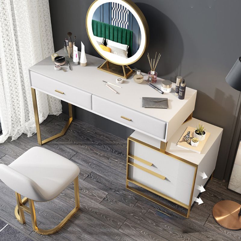 Glam Make-up Vanity Faux Leather Mirror Bedroom Makeup Vanity Set