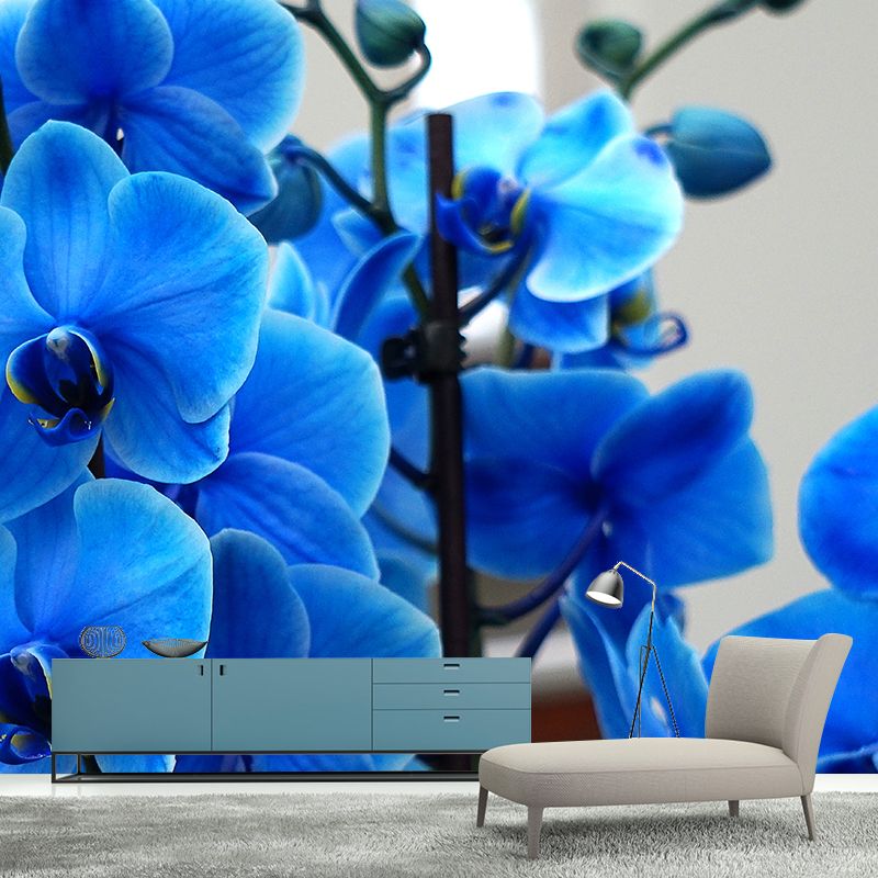 Modern Girl Room Decoration Orchid Mural Wallpaper, Custom Size Available