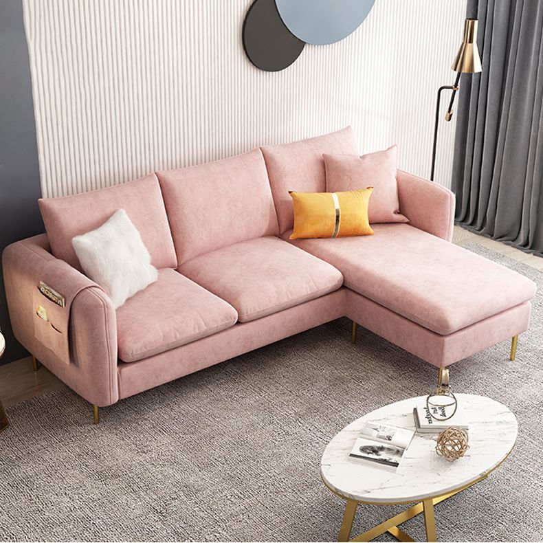 Scandinavian Velvet Sofa with 3 Pillows and Storage for Apartment