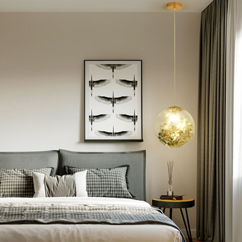 1 Light Orb Hanging Ceiling Light Modern Style Glass Hanging Lamp Kit