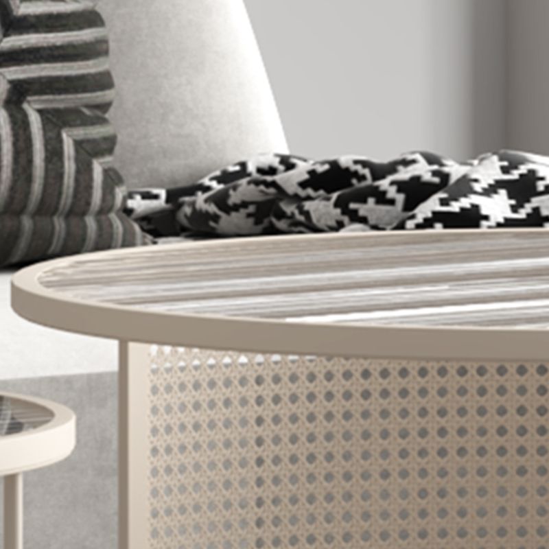 Modernism Round Glass and Steel Coffee Cocktail Table - 17.7"/19.7" H