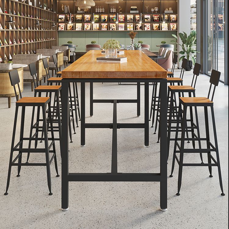 1/5/9 Pieces Industrial Iron Bar Table Set Pine Wood Bistro Set with Footrest