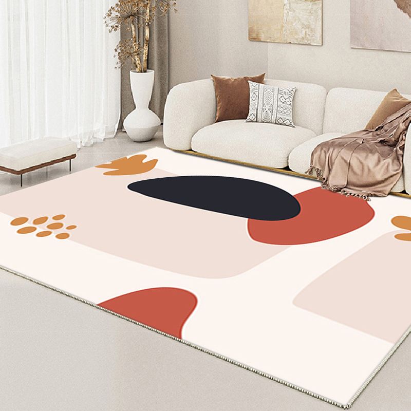 Nordic White Rug Polyester Color Piece Rug Tear Resistant Rug for Living Room