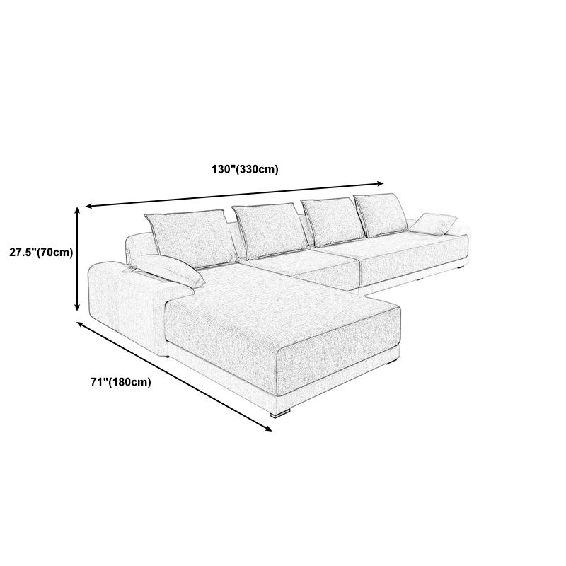 Modern Cushions Pillow Top Arm Sectional with Slipcovered for Living Room