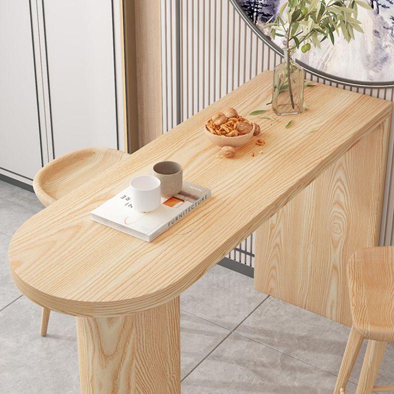 Specialty Pine Wood Top Bar Table Matte Finish Contemporary Pub Table