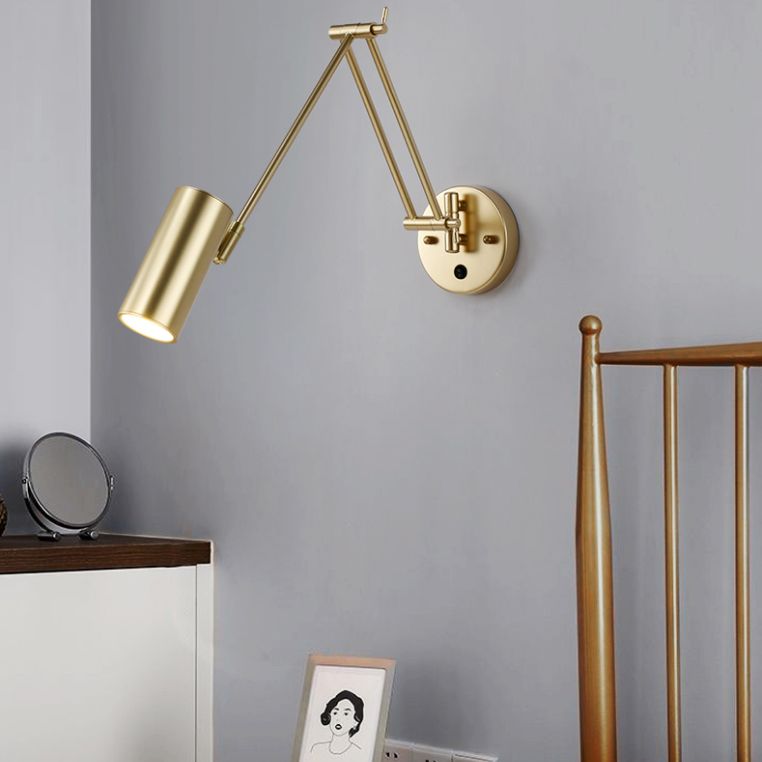 1-Light Wall Sconces Light Fixtures Modern Style Swing Arm Metallic Sconce Wall Lighting