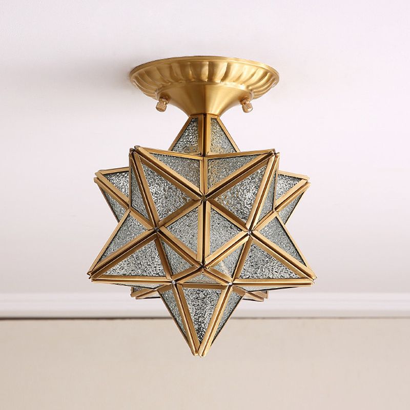 Lampe en verre proche du plafond, éclairage de plafond d'allée en étoile en laiton de style vintage