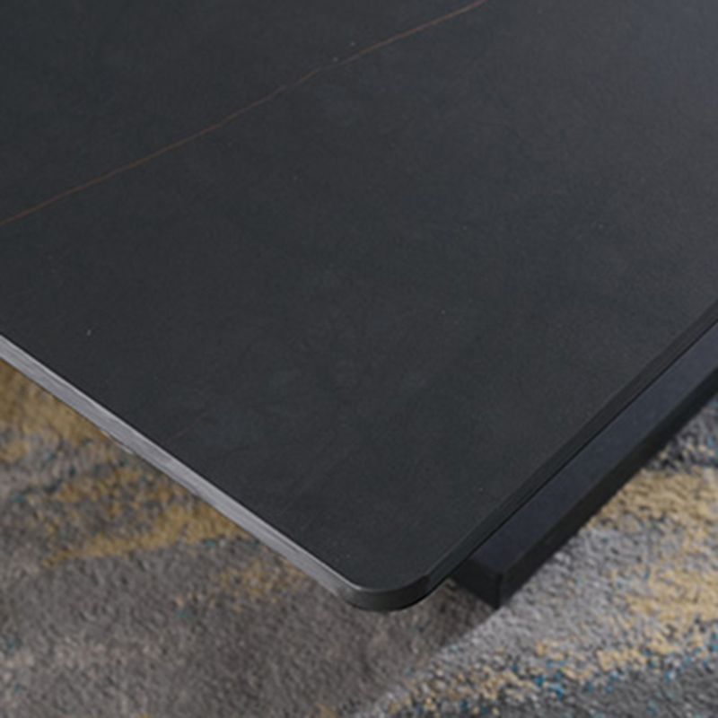 Modern Solid Color Metal Single Foot Base Slate Square Coffee Table