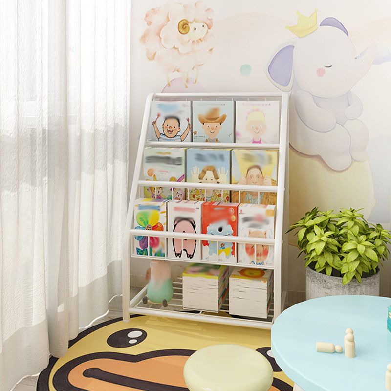 Scandinavian Ladder Bookshelf Metal Closed Back Bookcase with Shelves