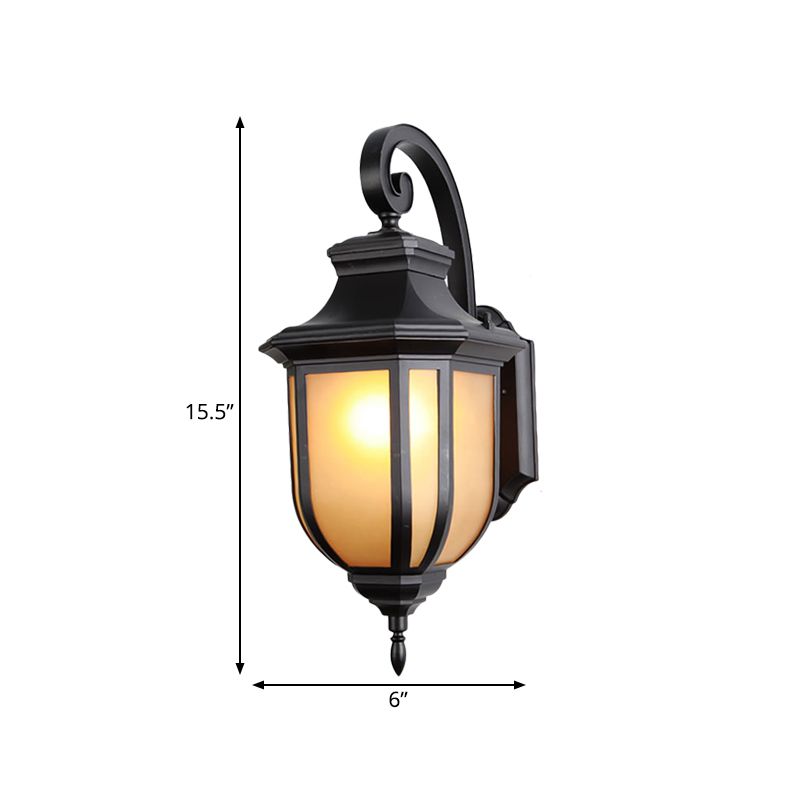 Tan Glass Black Wall Lamp Urn Shade 1-Light Traditional Style Wall Mount Light Fixture