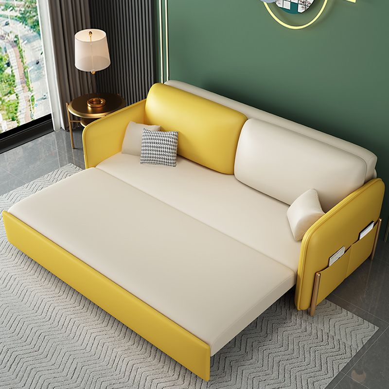 Pillow Back Futon Sleeper Sofa Faux Leather Sleeper Sofa with Storage