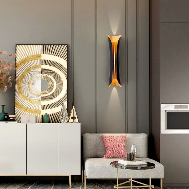 Modern Curl Sconce Light 13"/21"/30" Height 2 Lights Metallic Indoor Wall Lighting in Black