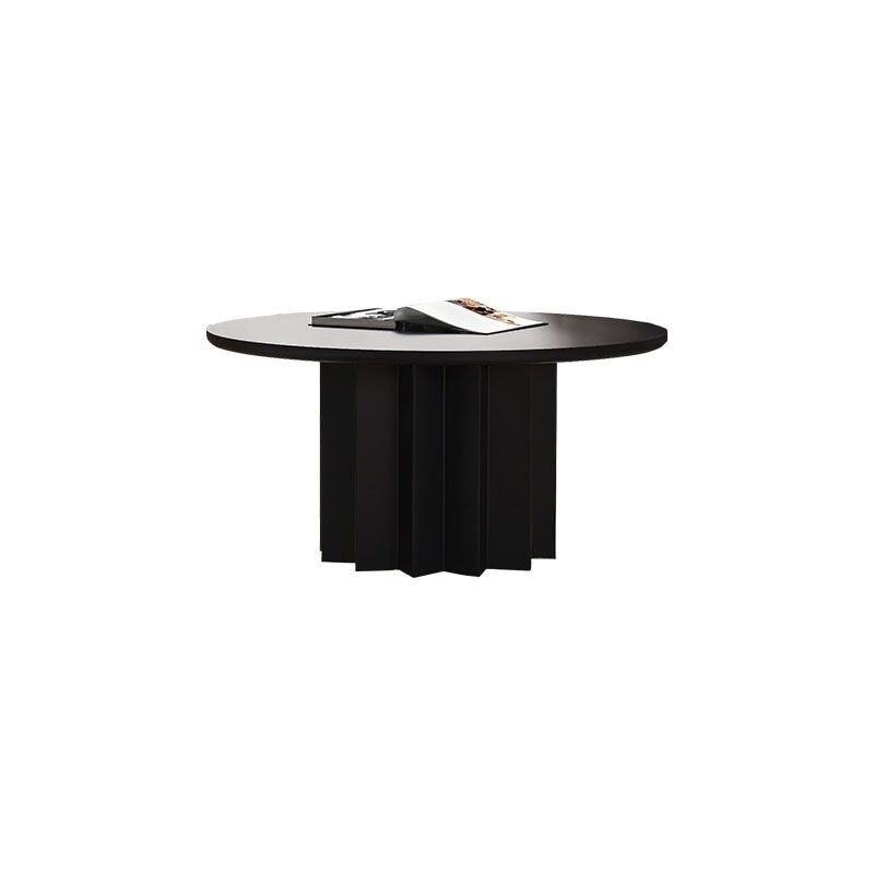 Contemporary Cocktail Table Solid Wood Round Pedestal Single Coffee Table