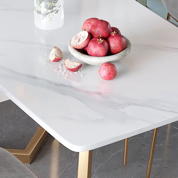 Stone Top Double Pedestal Table Traditional Luxury Rectangle White Dining Table