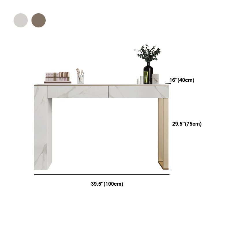 Two Piece Luxurious Vanity Set Stainless Steel and Stone Dresser