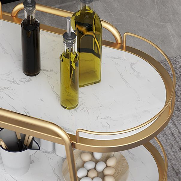 Contemporary Oval Metal Prep Table 32.28"H Rolling Prep Table for Dining Room