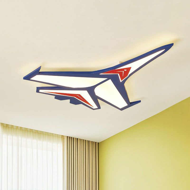 Airplane LED Flush Mount Childrens Acrylic Blue Flushmount Ceiling Light for Bedroom