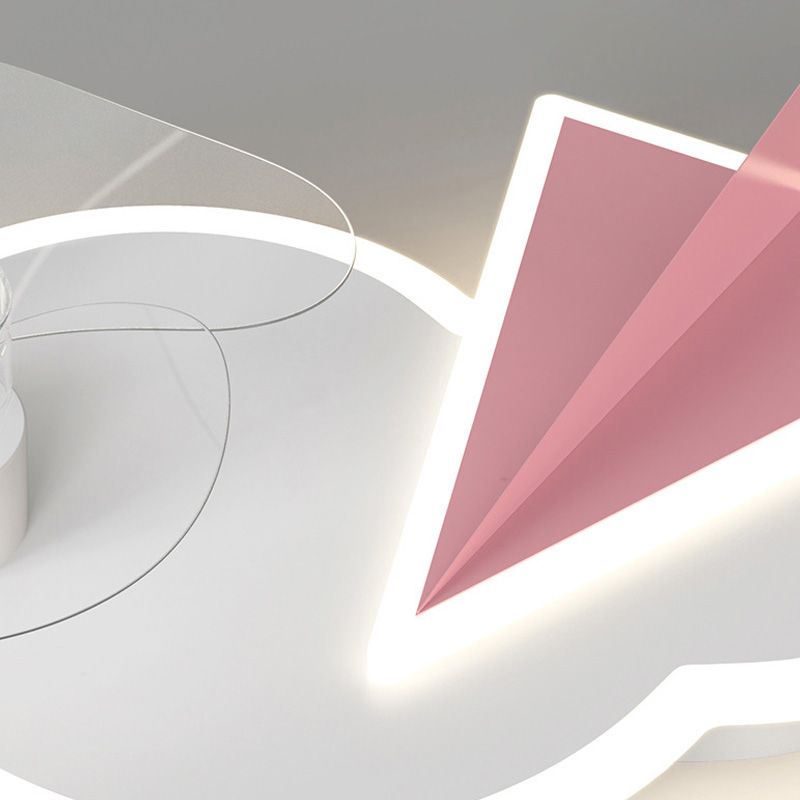 Cloud Semi Flush Mount Ceiling Lamp Cartoon Bedroom LED Ceiling Fan Light