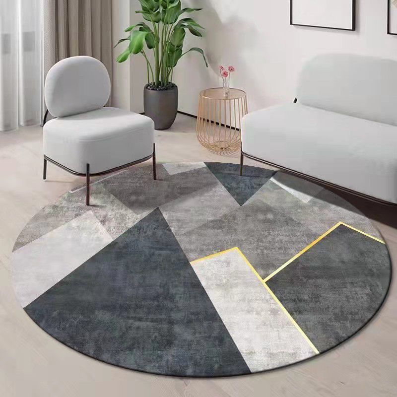 Gray Modern Carpet Polyester Pattern Carpet Non-Slip Backing Carpet for Drawing Room