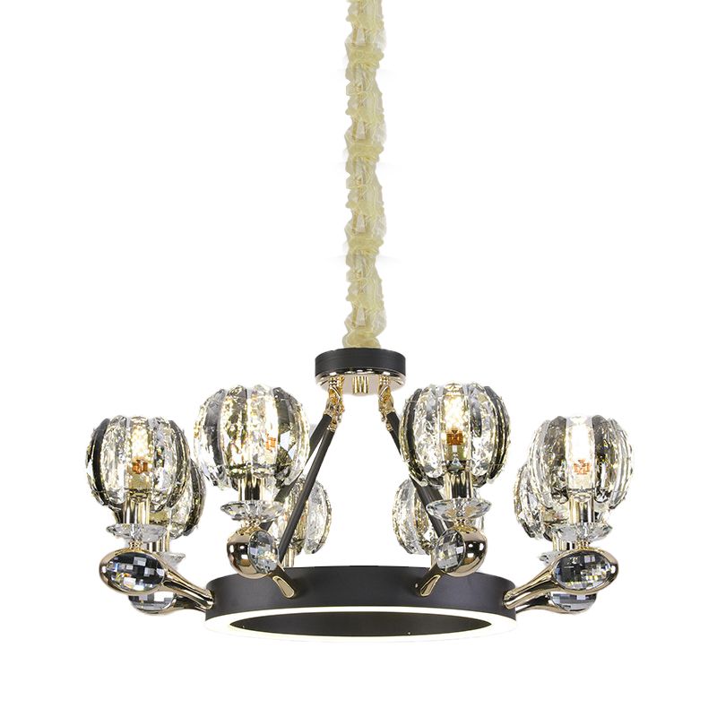 Black Global Global Chandelier Light tradicionalismo 6/8 Cabezas LEAM LED CHRISTAL CHISTAL PARA SALA DE VIVO