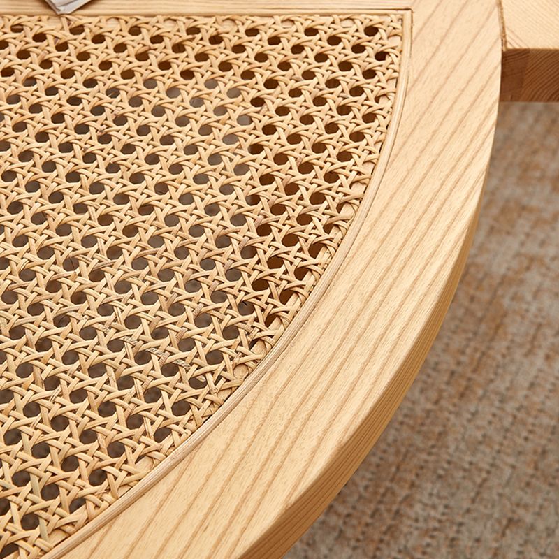 Nordic Wood and Rattan Cocktail Table Free Form Coffee Table