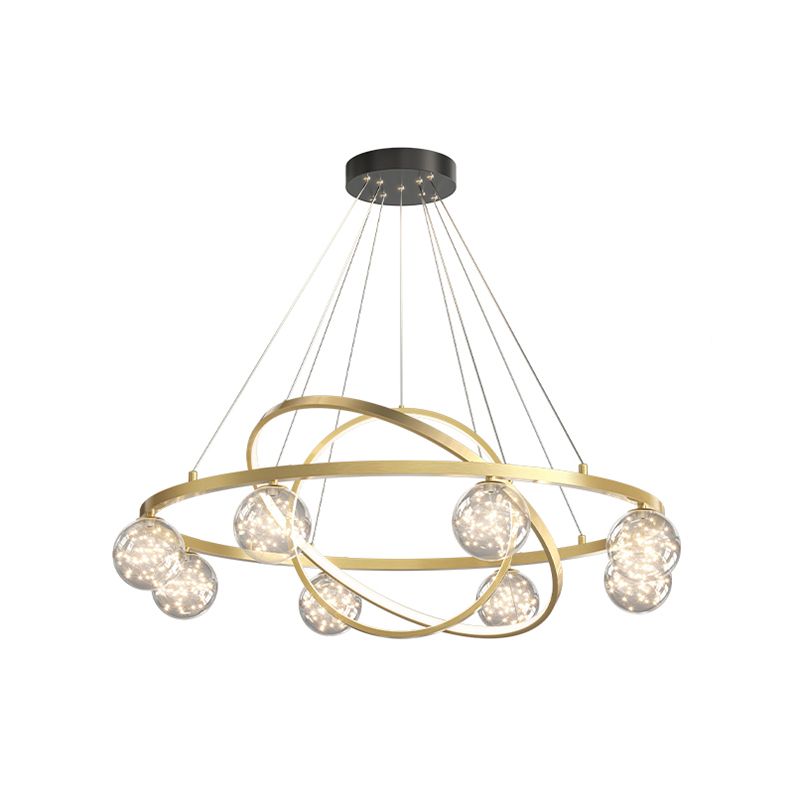 Moderne ring kroonluchter verlichtingsarmaturen multidichte restaurant hangende lamp met bol schaduw