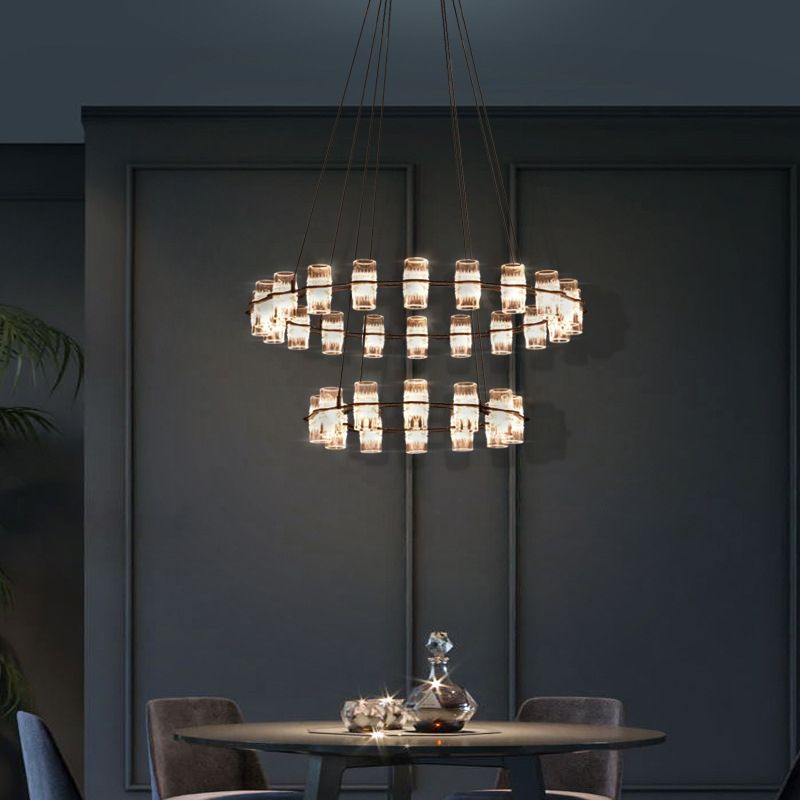 Modern Nordic Pendant Light Metal Linear Chandelier for Dining Room