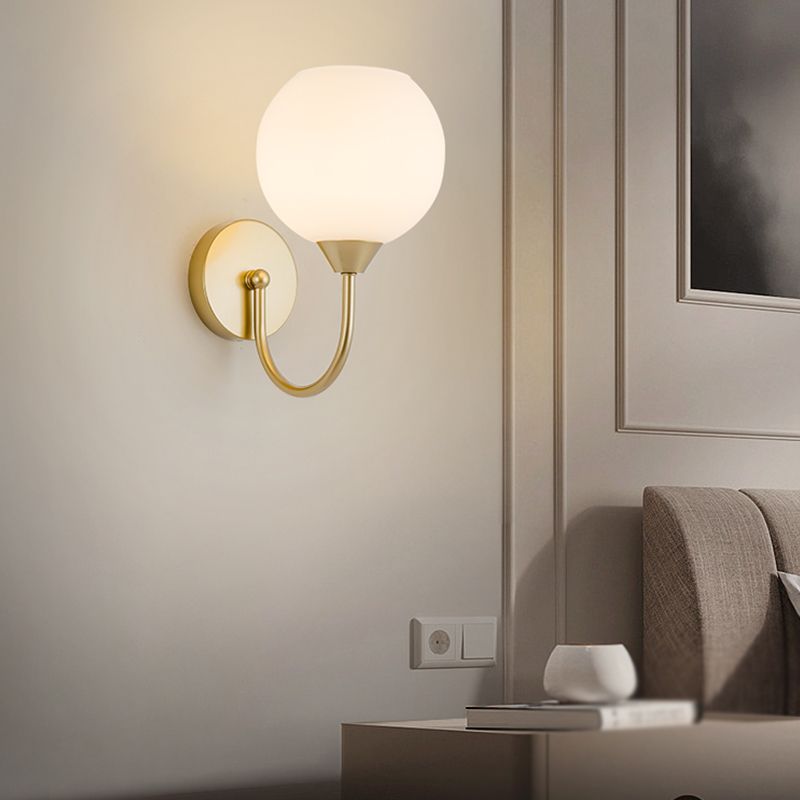 Nordic Style Wall Light Ball Shape Wall Lamp with Glass Shade for Bedroom