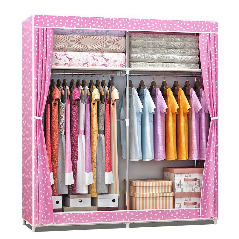 Contemporary Wardrobe Armoire Metal Wardrobe Cabinet - 51.18 x 18.11 x 66.14 Inches